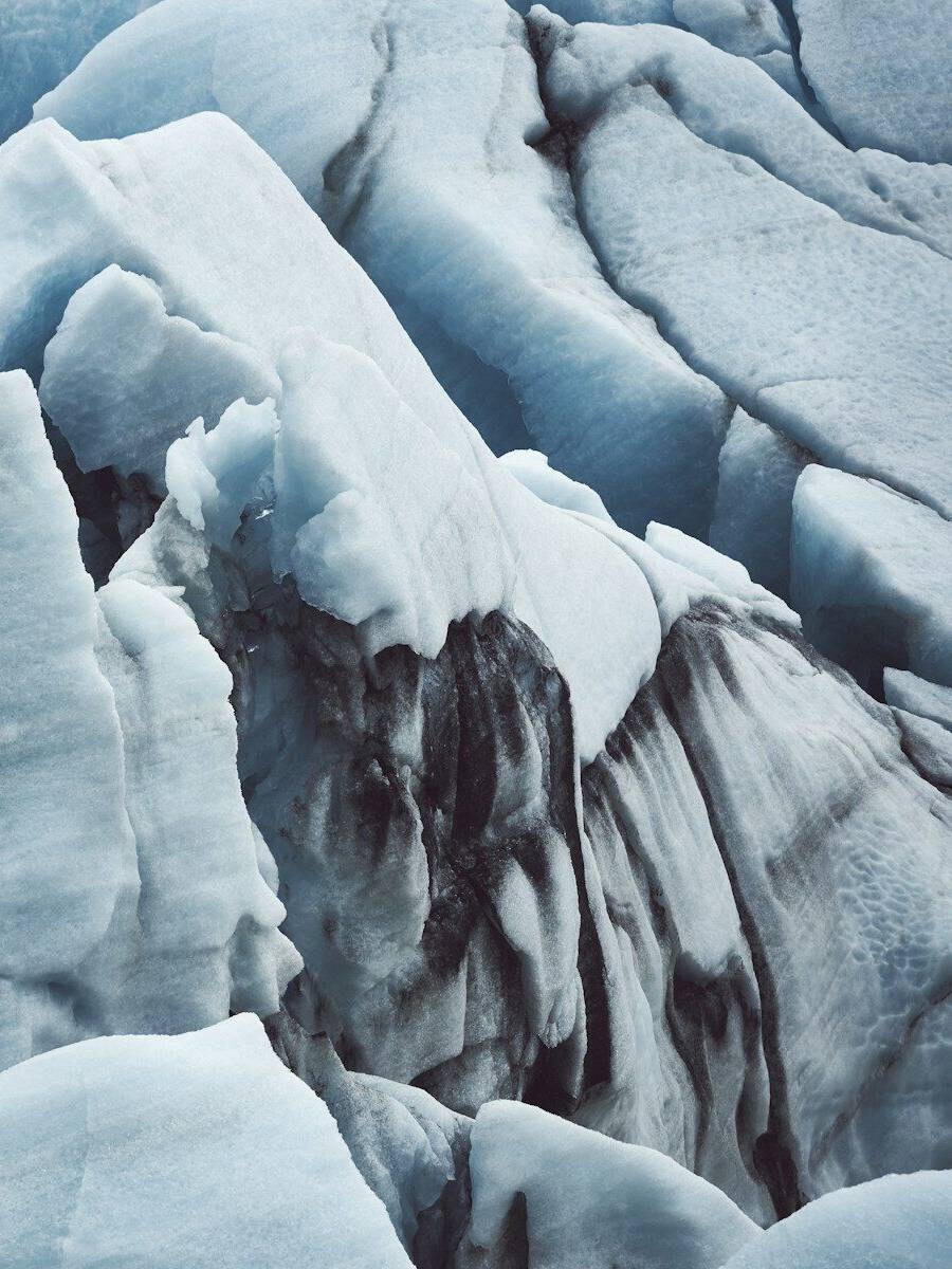 white ice covering rock